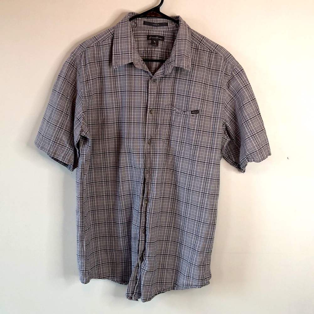 Eddie Bauer Men’s classic fit textured plaid shirt